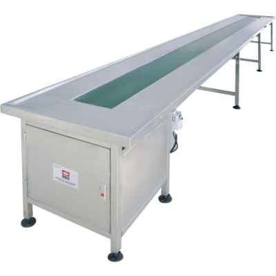 High quality food grade Promake 6M Stainless steel Nylon belt conveyor working table